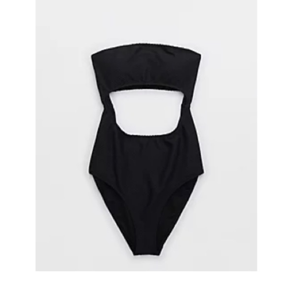 AERIE jacquard cut out strapless one piece Large Long - Picture 3 of 7